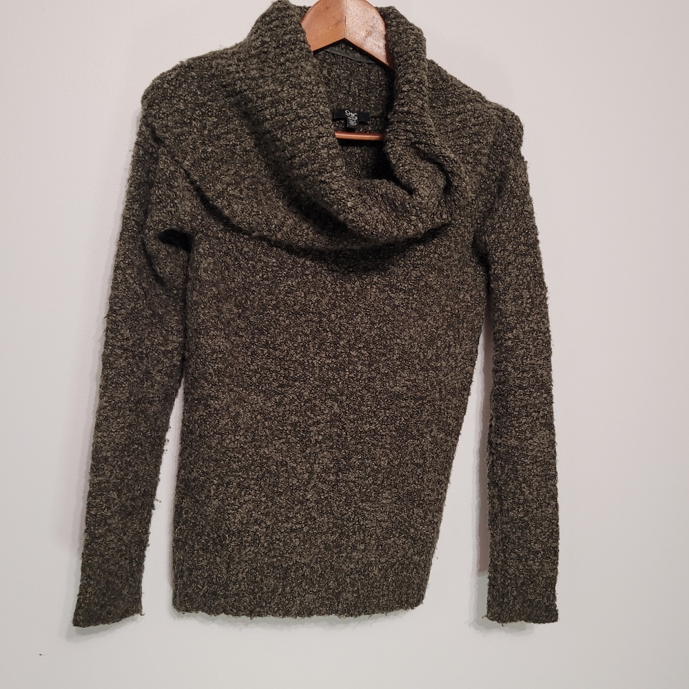 Jacob Dark Green Cozy Boucle Turtleneck Knit Sweater